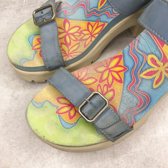 Dijean Blue & White Foam Platform Sandals Size 38 - Picture 7 of 8